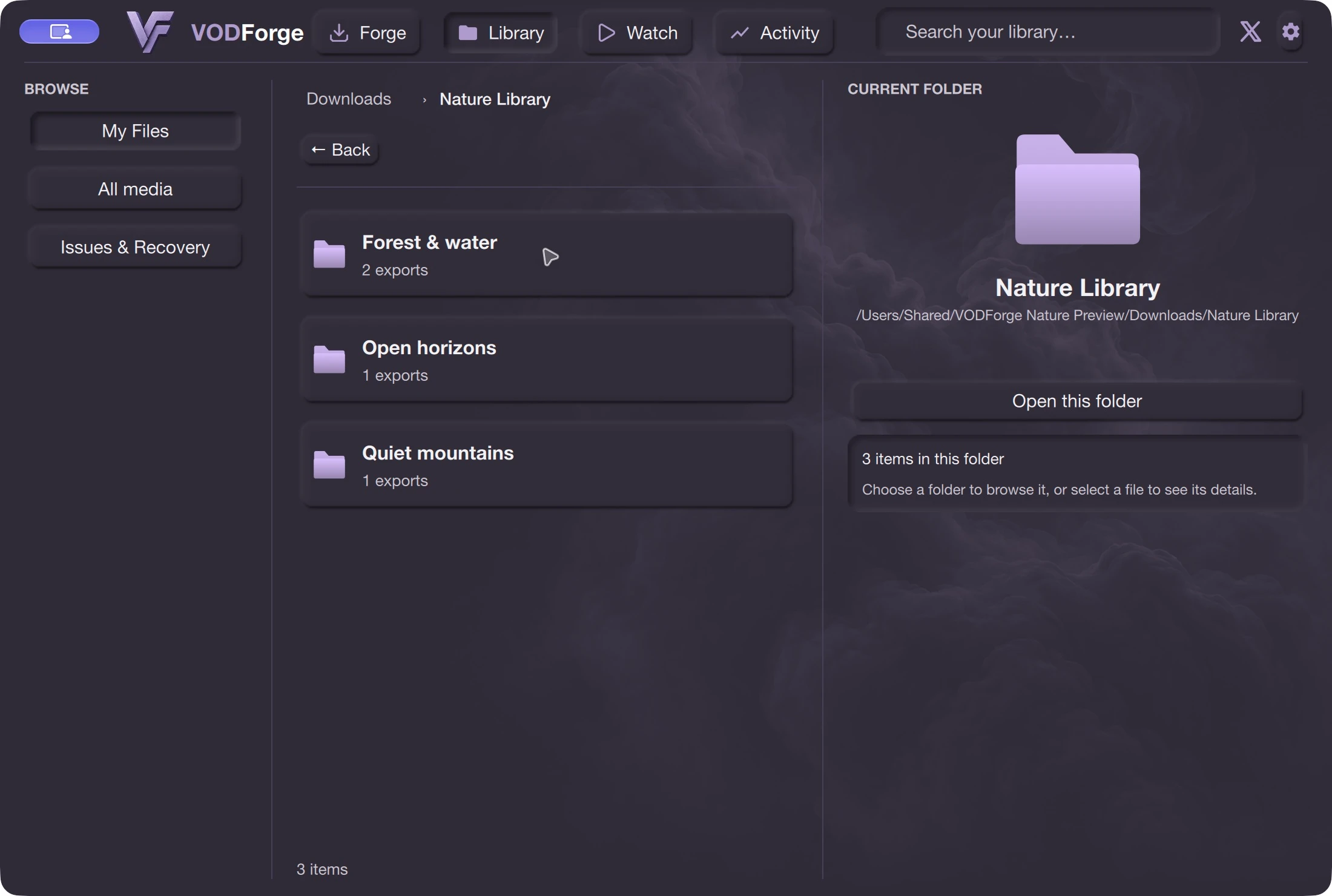 Actual My Files view with recognizable folders and a large folder preview